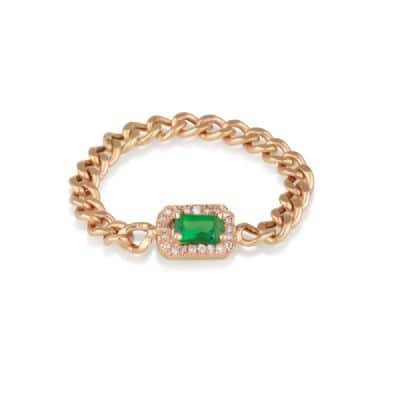 טבעת אמרלד טיפה משובצת, טבעת שרשרת