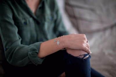 צמיד עיגול אמייל ירוק ויהלומים