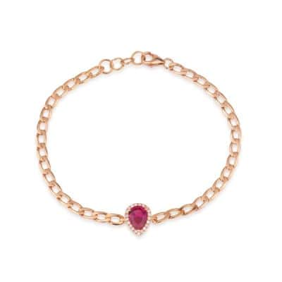 צמיד חוליות גורמט עם טיפה משובצת יהלומים