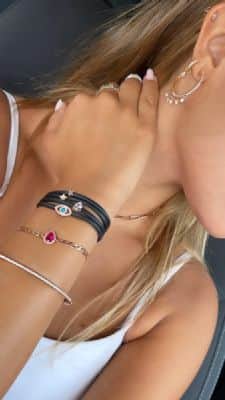 צמיד חוליות גורמט עם טיפה משובצת יהלומים