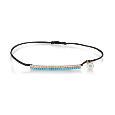 צמיד יהלומים עם טורקיז ועין תלויה