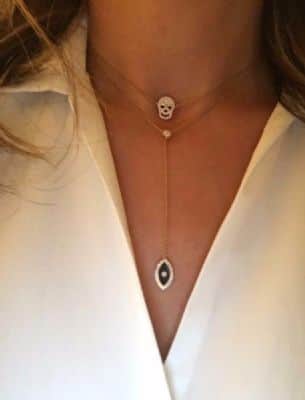 שרשרת גולגולת משובצת