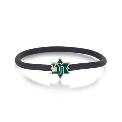 צמיד מכבי לגבר באמייל ירוק וזהב לבן