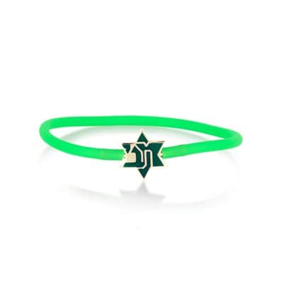 צמיד מכבי באמייל ירוק וזהב לבן