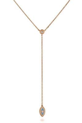 שרשרת עניבה יהלום ועין אמייל תכלת