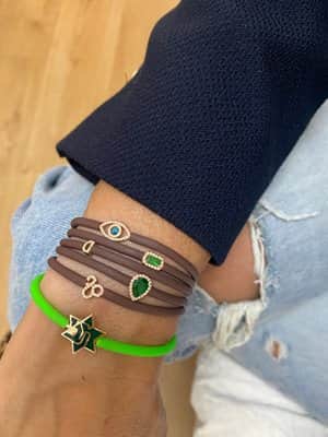 צמיד מכבי באמייל ירוק וזהב לבן