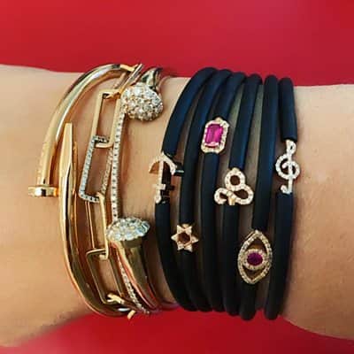 מגן דוד משובץ יהלומים עם סיליקון צהוב