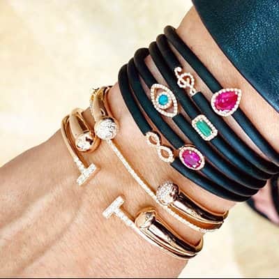 עין משובצת יהלומים אבן מרכזית טורקיז