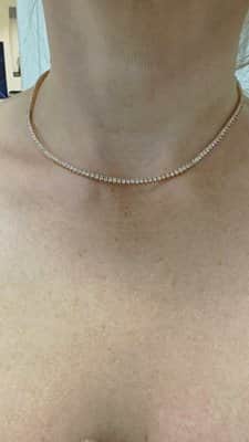 שרשרת טניס יהלומים עם אבני מוסונייט, צ'וקר , שיבוץ 3 שיניים