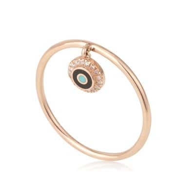 טבעת עין אמייל נופלת עם יהלומים