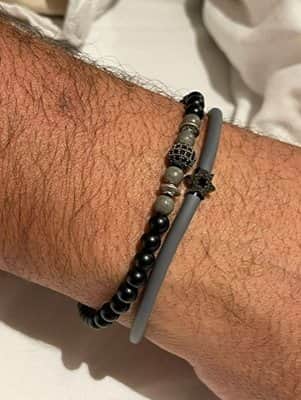 צמיד לגבר מגן דוד משובץ יהלומים שחורים