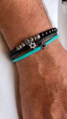 צמיד לגבר מגן דוד משובץ יהלומים שחורים