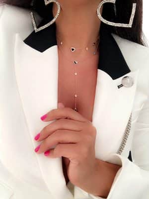 שרשרת Y-לב שחור שרשרת עניבה