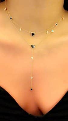 שרשרת Y-לב שחור שרשרת עניבה