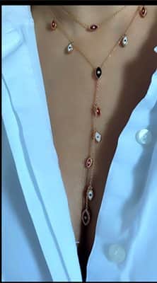 שרשרת עיניים בסגנון עניבה משובצת יהלומים