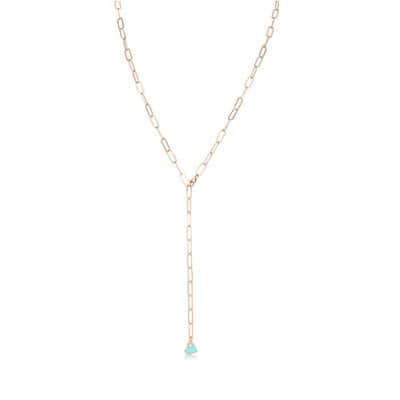 שרשרת סיכות בסגנון עניבה עם לב אמייל בקצה