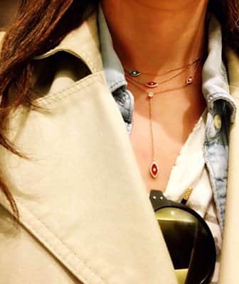 שרשרת עין אמייל אדום משובץ