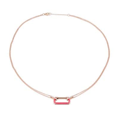 שרשרת חוליה אטב משובצת יהלומים ואמייל