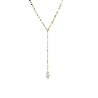 שרשרת Y עניבה , שרשרת חוליות ארוכה עם חמסה אמייל