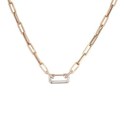 שרשרת חוליות עם אטב קטן משובץ יהלומים ואמייל