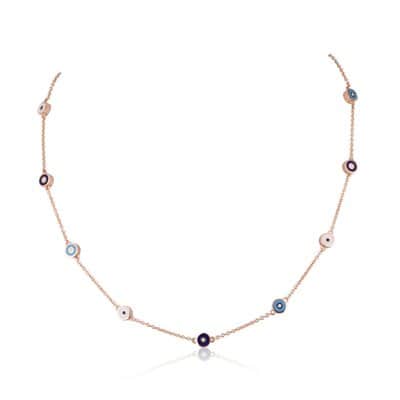 שרשרת כוסות עיניים בגווני תכלת כחול