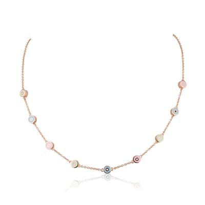 שרשרת כוסות עיניים בגווני ורוד בייבי, צהוב, תכלת