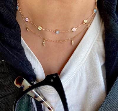 שרשרת כוסות עיניים בגווני ורוד בייבי, צהוב, תכלת