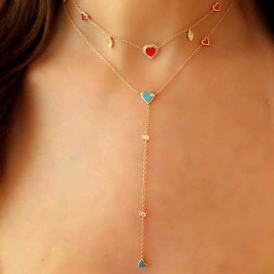 שרשרת Y לב תכלת, שרשרת עניבה