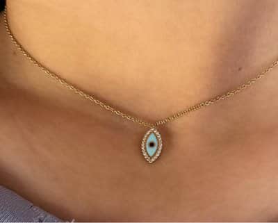 שרשרת עין אמייל משובצת יהלומים