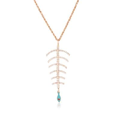 שרשרת שלד דג משובץ יהלומים