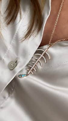 שרשרת שלד דג משובץ יהלומים