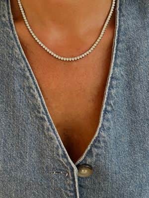 שרשרת יהלומים, טניס יהלומים, קולייר יהלומים, צ'וקר יהלומים - יהלומי מעבדה, שיבוץ 3 שיניים