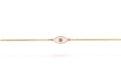 צמיד עין אמייל לבן וטורקיז