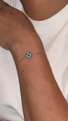 צמיד לבבות תלתן אמייל טורקיז