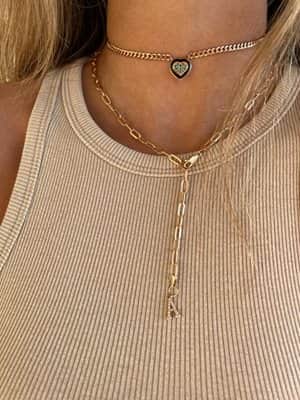 שרשרת חוליות לב אמייל ואמרלד מעבדה