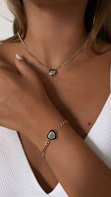 שרשרת חוליות לב אמייל ואמרלד מעבדה