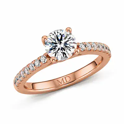 טבעת אירוסין, יהלום מעבדה בחיתוך עגול , טבעת יהלום