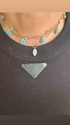 שרשרת טיפות טורקיז משובצות יהלומים