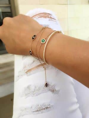 צמיד עיגול אמייל ירוק ויהלומים