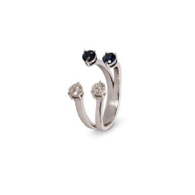 טבעת פתוחה , טבעת יהלום , טבעת ספיר כחול