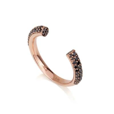 טבעת פתוחה ,יהלומים שחורים