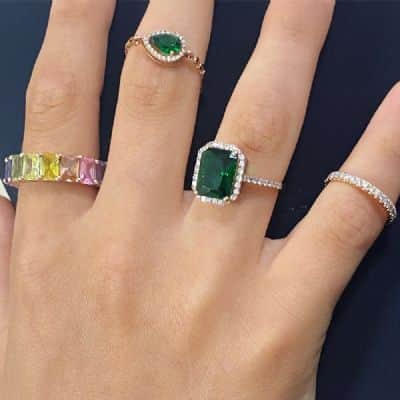 טבעת אמרלד משובצת , אמרלד ירוק, טבעת אירוסין