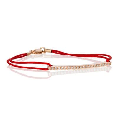 צמיד פס יהלומים עם חוט אדום 0.20 קראט