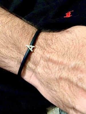 צמיד לגבר ,אותיות ללא שיבוץ , אותיות זהב חלק 14K