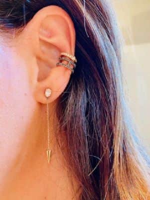 עגיל יהלום אובל נופל עם שרשרת