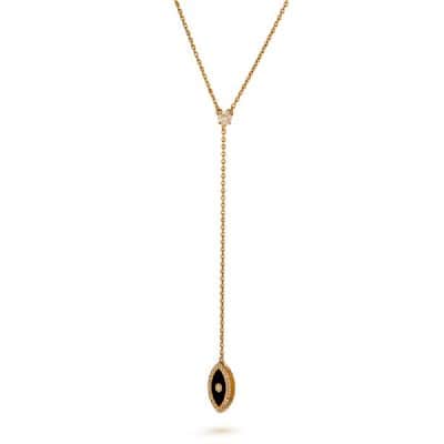 שרשרת עניבה יהלום ועין אמייל שחור משובץ