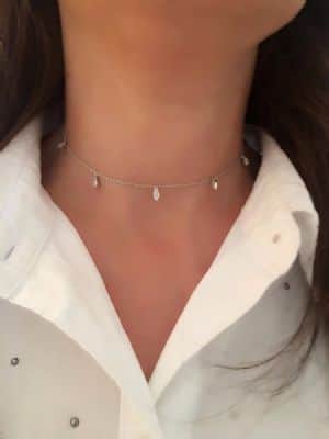 שרשרת 5 טיפות משובצות בצורת מקריזות