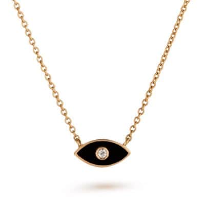שרשרת עין קטנה אמייל שחור עם יהלום