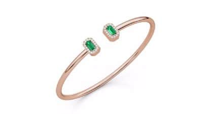 צמיד פתוח אמרלדים ויהלומים