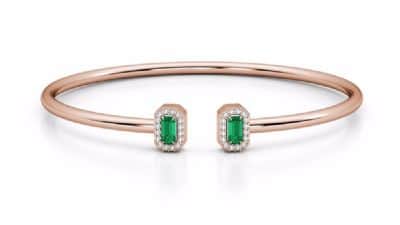 צמיד פתוח אמרלדים ויהלומים